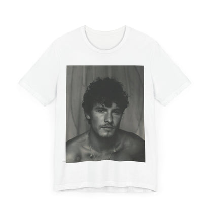 A black graphic t-shirt featuring a fearless portrait graphic of Shawn Mendes.