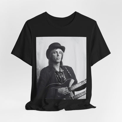 A black graphic t-shirt featuring a graphic related to Tom Petty's 'Wildflowers' album era.
