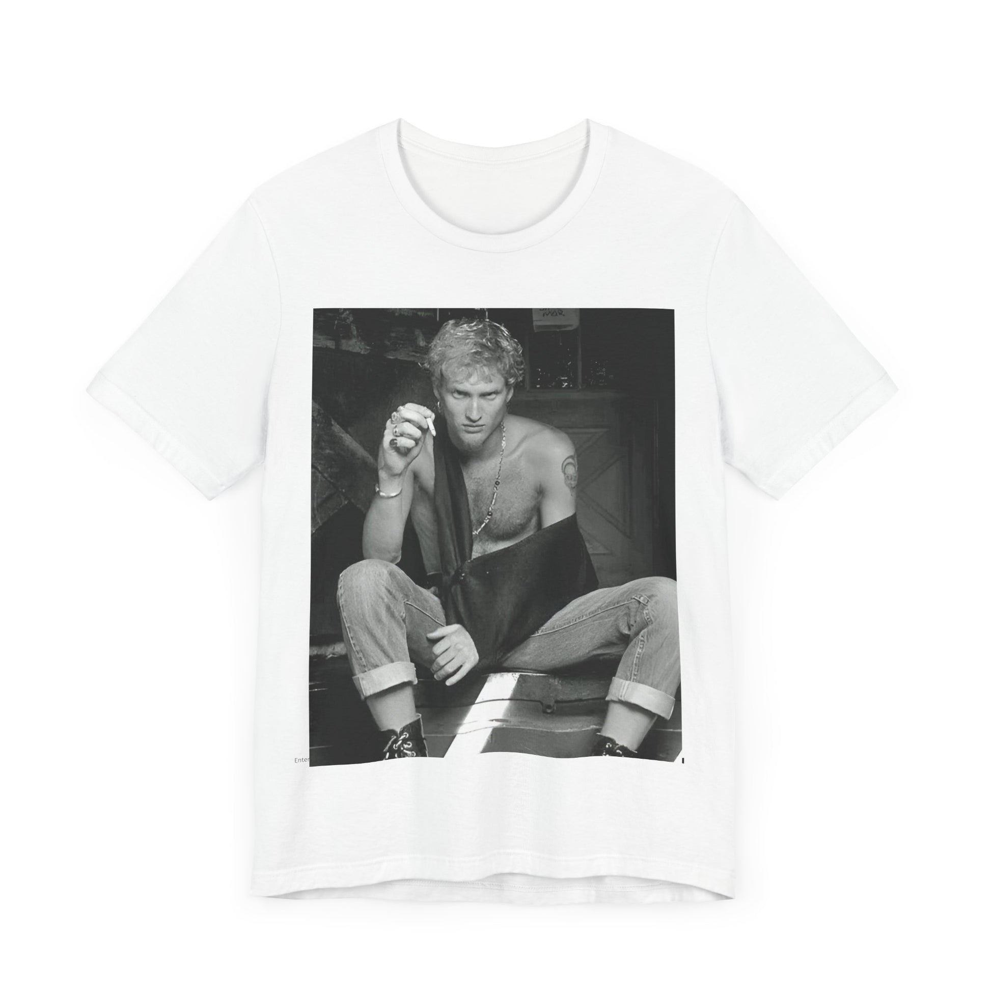 A black graphic t-shirt featuring a 90s-style graphic of Layne Staley from Alice In Chains, possibly a portrait or performance image.