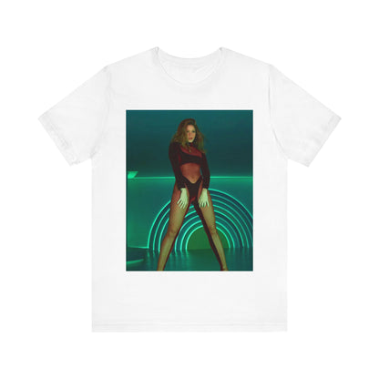 A black graphic t-shirt featuring a graphic of Shakira as the Queen of the Dance Floor.