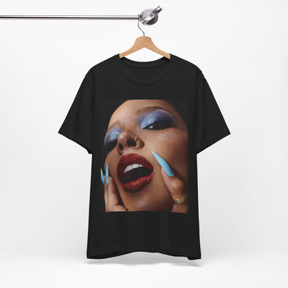A black graphic t-shirt featuring a graphic related to Tinashe's '2 On' song or era.