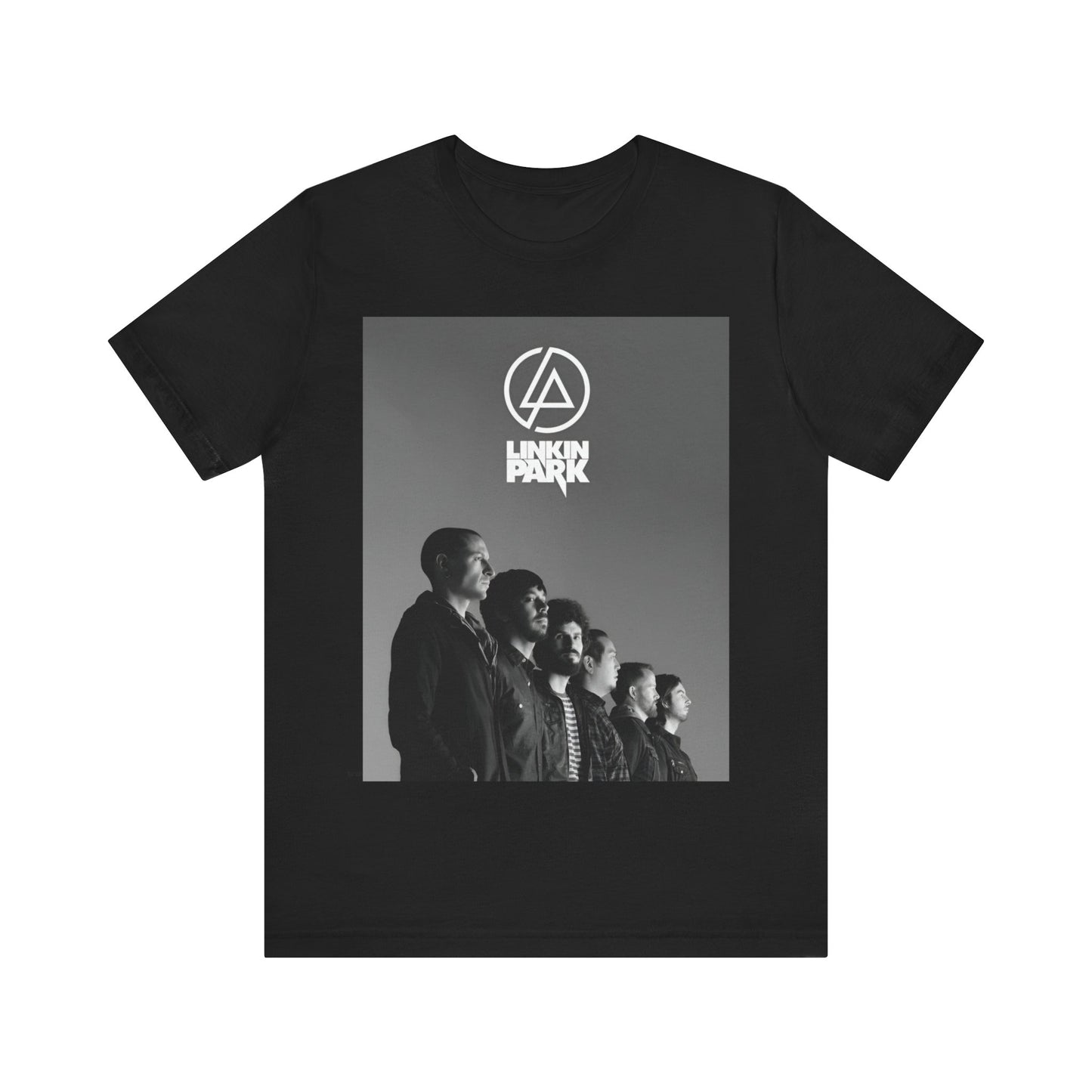 A black graphic t-shirt featuring a vintage graphic related to Linkin Park's 'Meteora' album era.