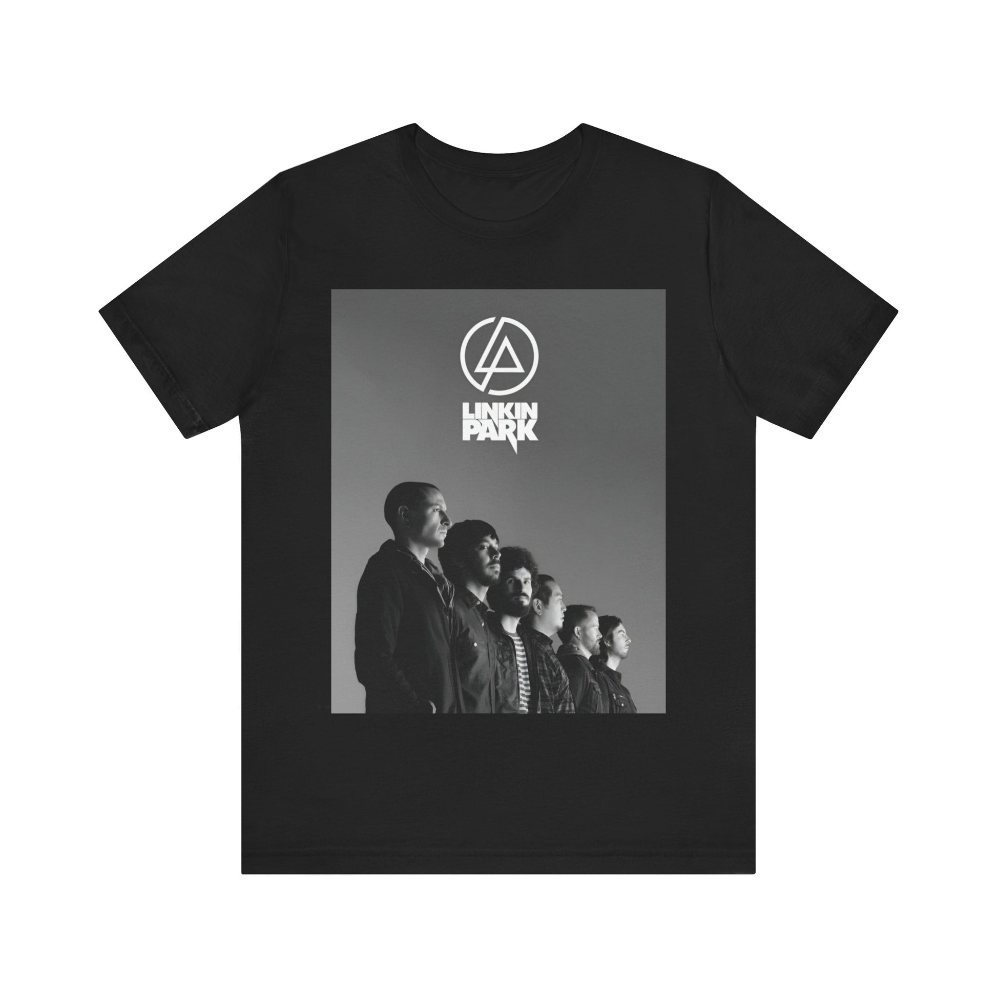 A black graphic t-shirt featuring a vintage graphic related to Linkin Park's 'Meteora' album era.