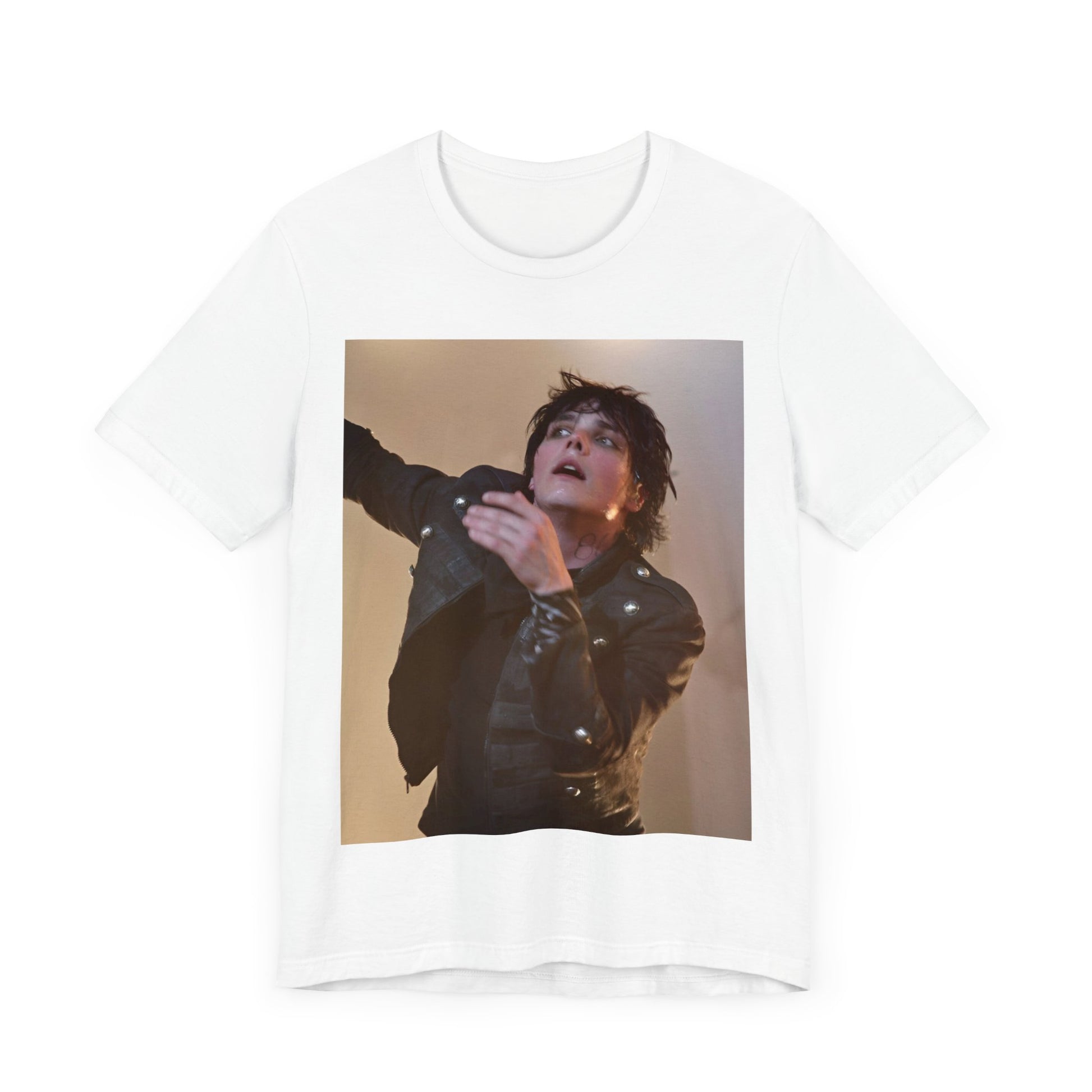 A black graphic t-shirt featuring a graphic or photo of My Chemical Romance performing live on stage.
