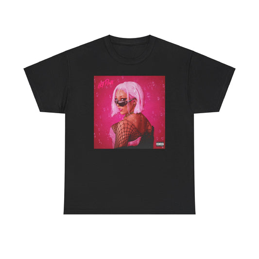 A black graphic t-shirt featuring a graphic related to Doja Cat's "Hot Pink" album era.
