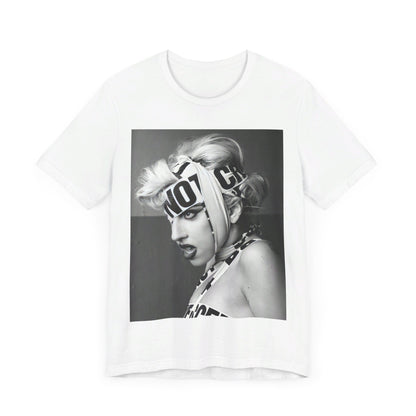 A black graphic t-shirt featuring a glam graphic related to Lady Gaga's 'Born This Way' album era.