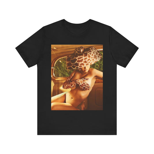 A black graphic t-shirt featuring a graphic of Cardi B as a hip hop culture phenomenon.