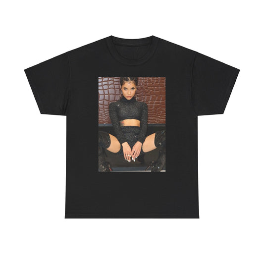 A black graphic t-shirt featuring a vintage graphic related to Jhene Aiko's 'The Worst' song or era.