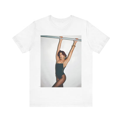 A black graphic t-shirt featuring a graphic related to Dua Lipa's "Levitating" song or era.