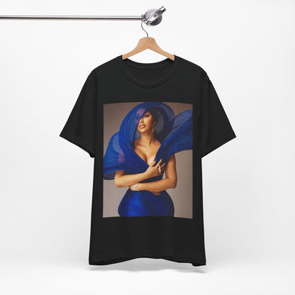 A black graphic t-shirt featuring a graphic of Cardi B in a powerful stance.
