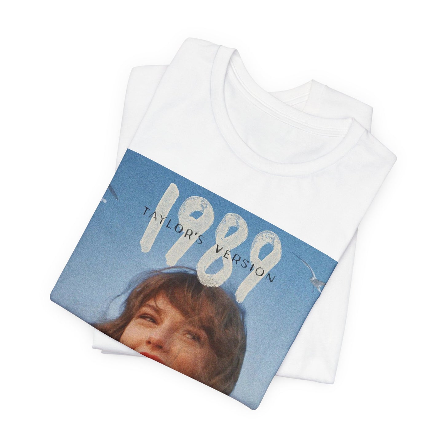 A black graphic t-shirt featuring a graphic related to Taylor Swift's 1989 album.