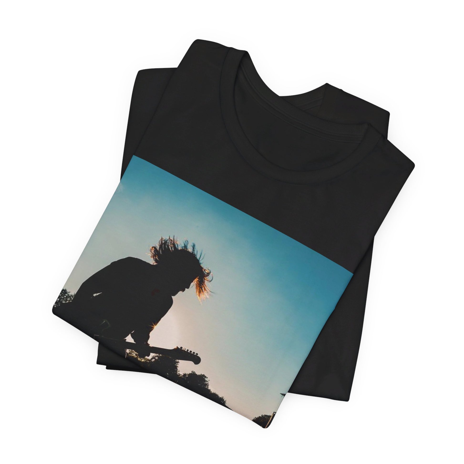A black graphic t-shirt featuring a tour concert graphic of Foo Fighters.