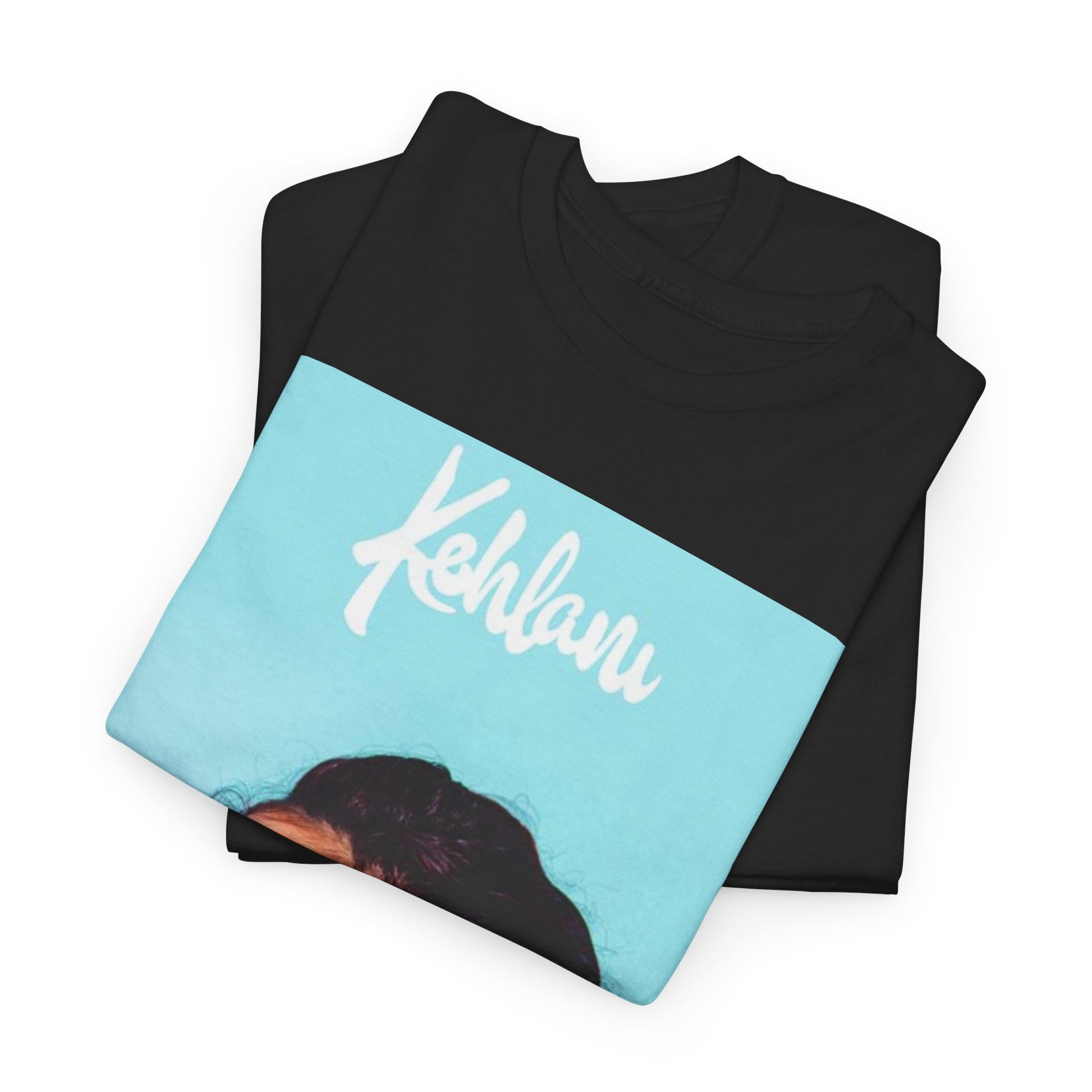 A black graphic t-shirt featuring a rapper aesthetic graphic of Kehlani.