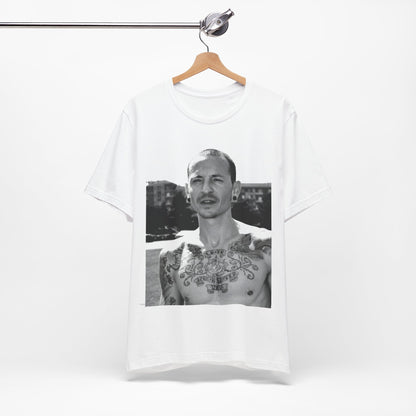 A black graphic t-shirt featuring a black and white graphic or photo portrait of Chester Bennington from Linkin Park.