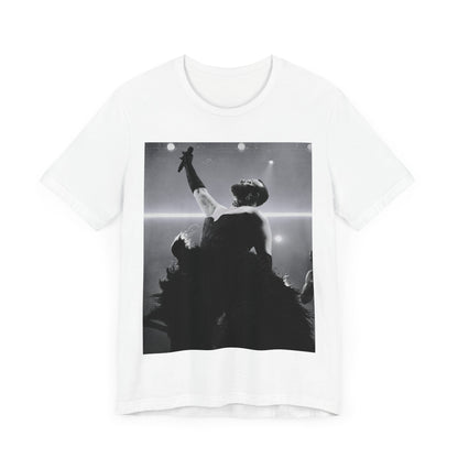 A black graphic t-shirt featuring an authentic live performance graphic of Sam Smith.