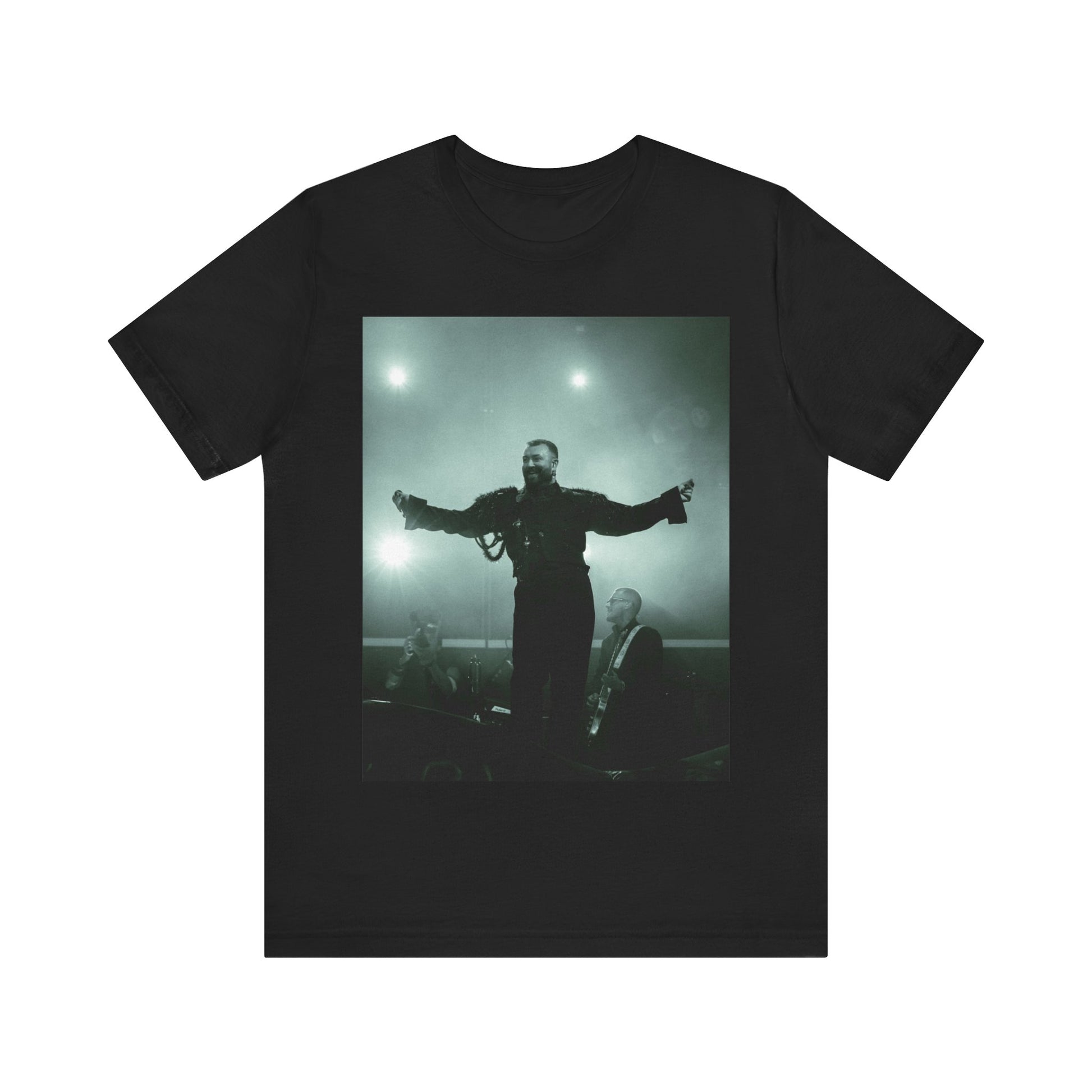 A black graphic t-shirt featuring a live tour graphic of Sam Smith.