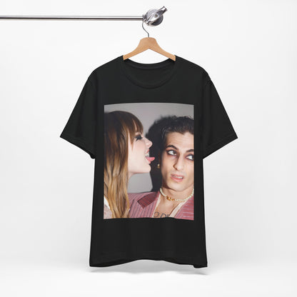 A black graphic t-shirt featuring a fearless rock and roll graphic of Maneskin.