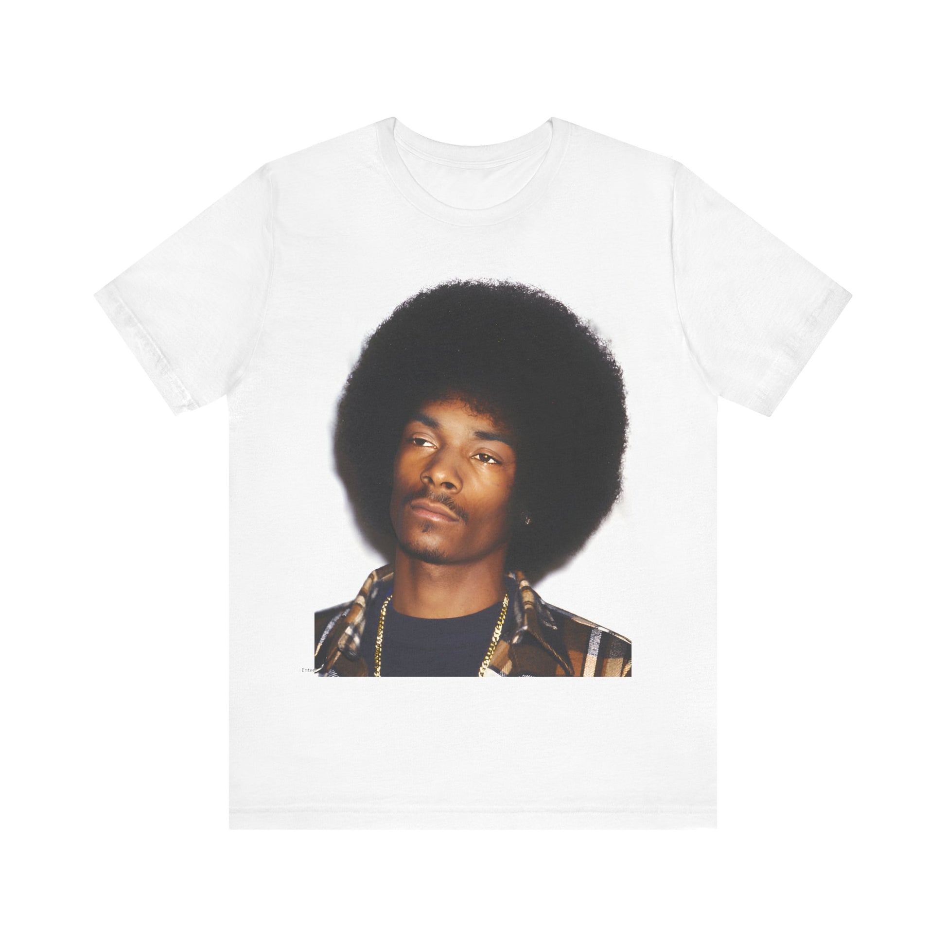 A black graphic t-shirt featuring a 90s vintage hip hop icon graphic of Snoop Dogg.