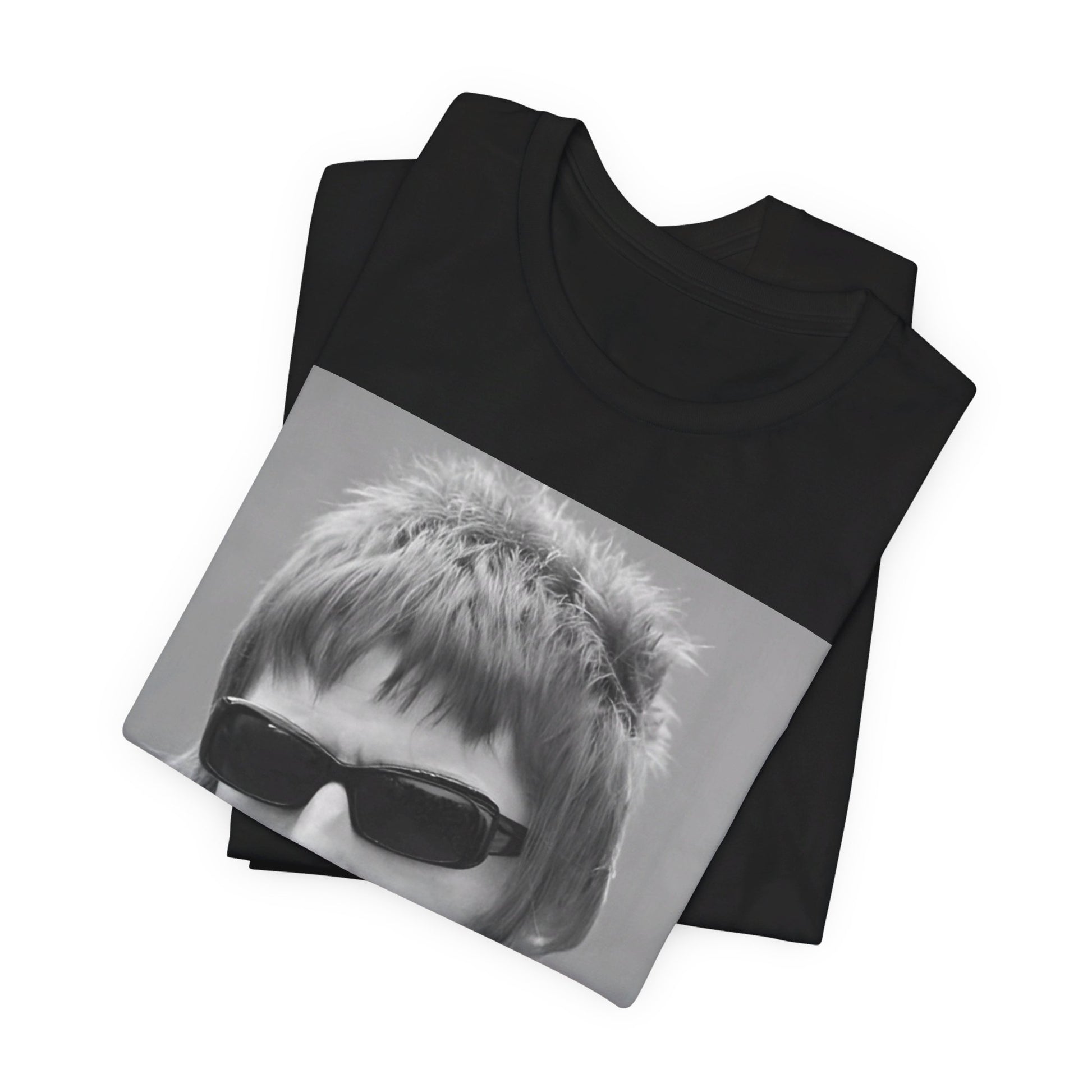 A black graphic t-shirt featuring a vintage graphic related to Oasis's 'Wonderwall' song or era.