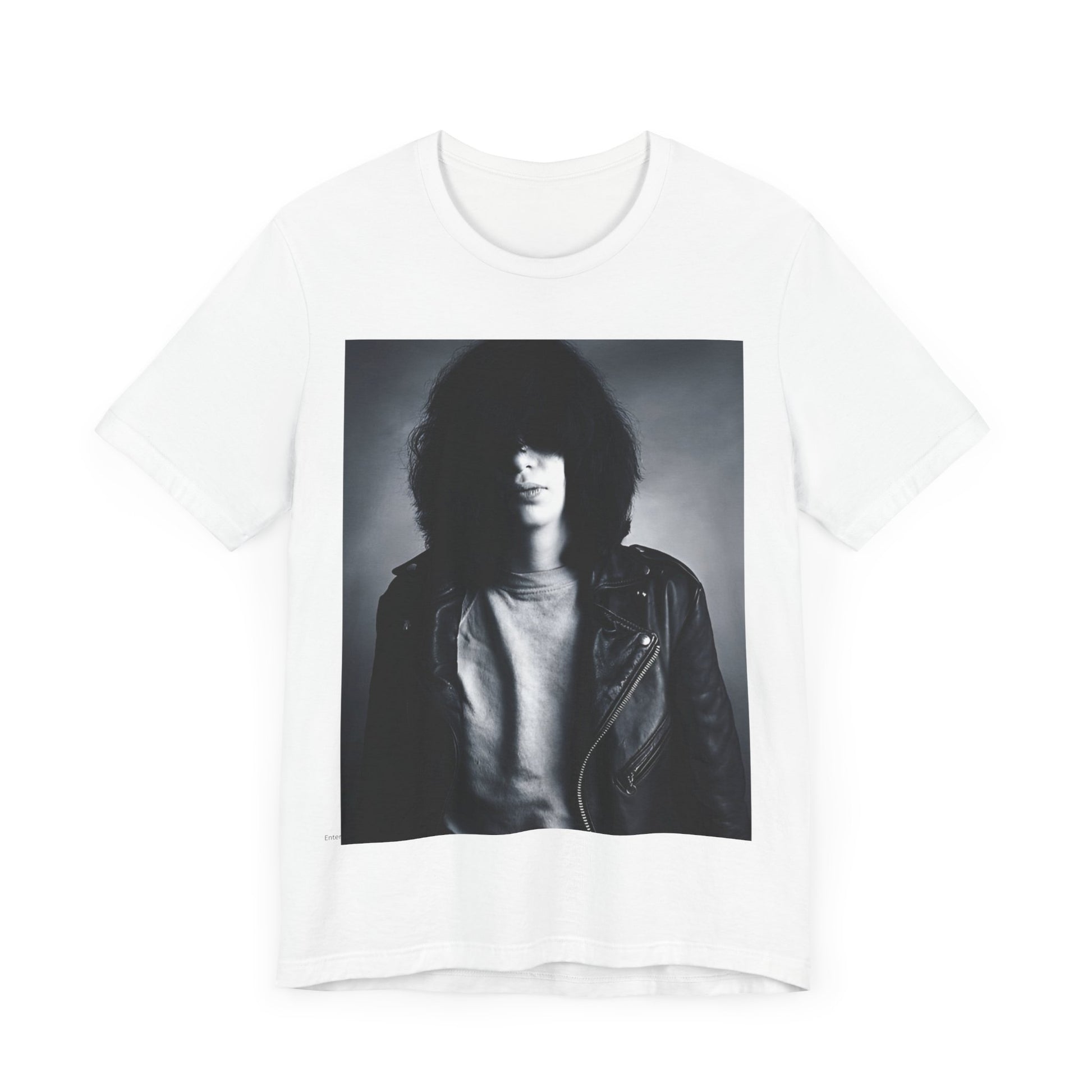 A black graphic t-shirt featuring an early days fast rock graphic of the Ramones.