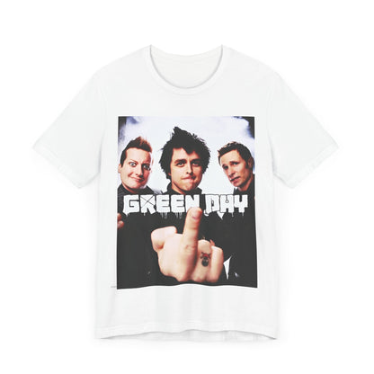 A black graphic t-shirt featuring an underground rock graphic of Green Day.