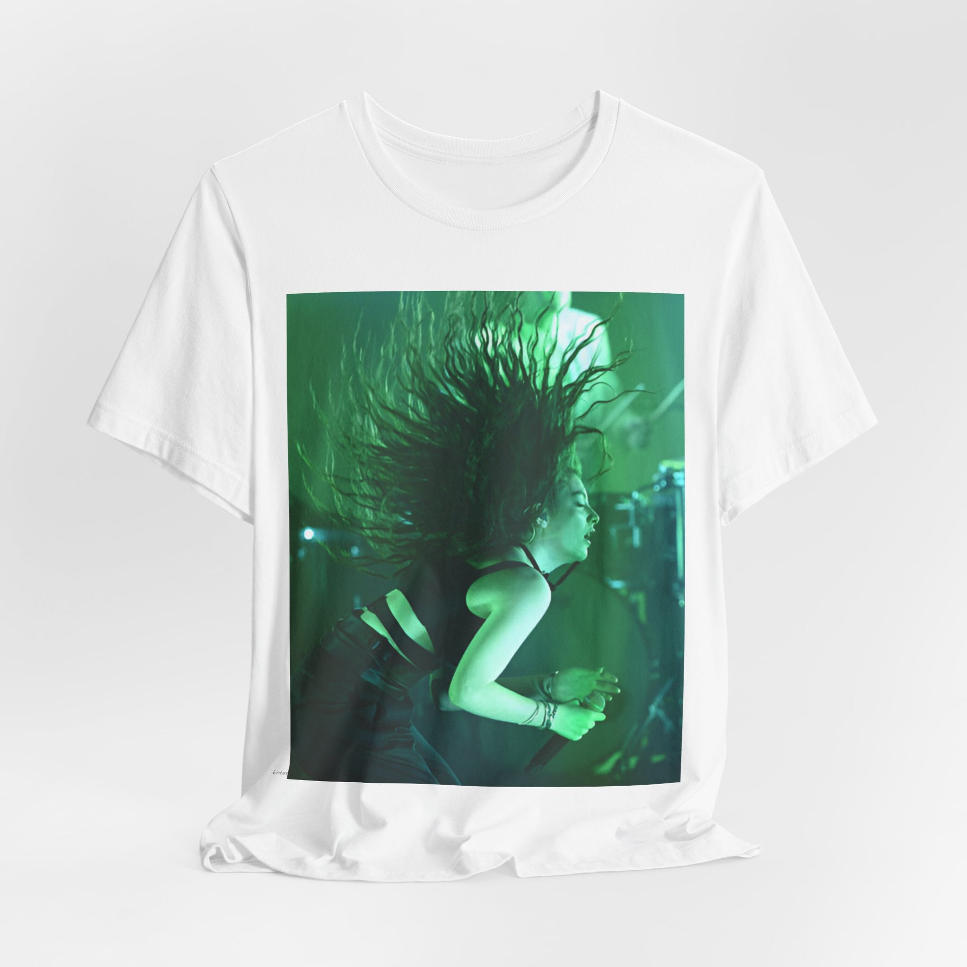 A black graphic t-shirt featuring a vintage live graphic related to Lorde's 'Royals' song or era.