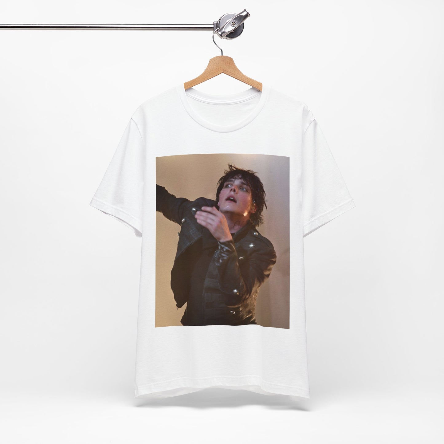 A black graphic t-shirt featuring a graphic or photo of My Chemical Romance performing live on stage.