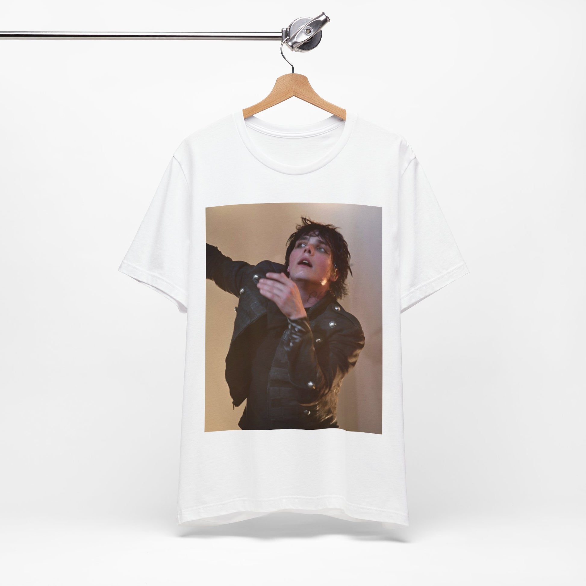 A black graphic t-shirt featuring a graphic or photo of My Chemical Romance performing live on stage.