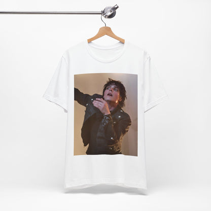 A black graphic t-shirt featuring a graphic or photo of My Chemical Romance performing live on stage.