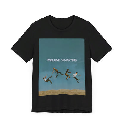 A black graphic t-shirt featuring an artistic or aesthetic graphic of Imagine Dragons.