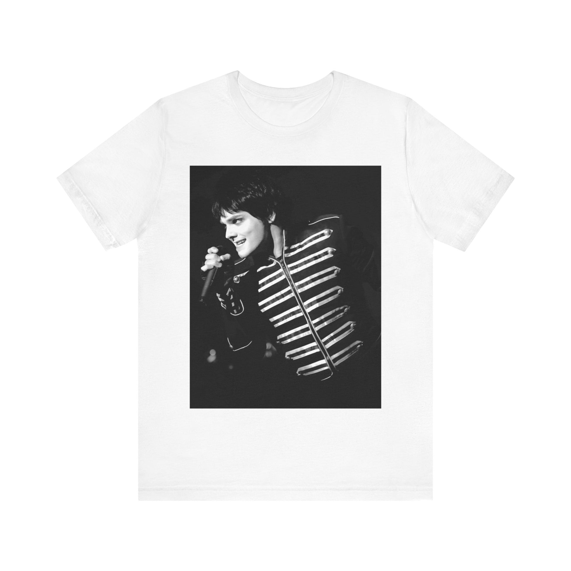 A black graphic t-shirt featuring a graphic related to My Chemical Romance's 'Black Parade' live performances.