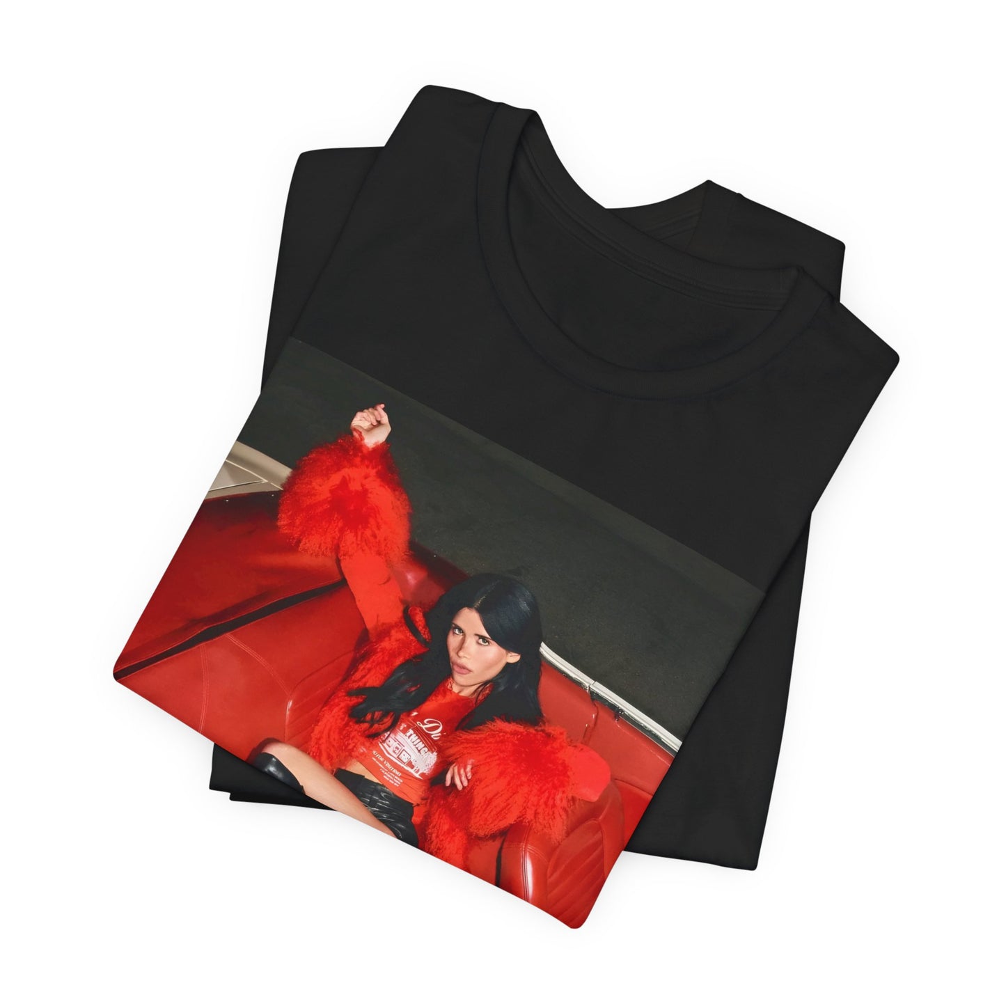 A black graphic t-shirt featuring a retro graphic related to Nessa Barrett's 'Dying on the Inside' song or era.
