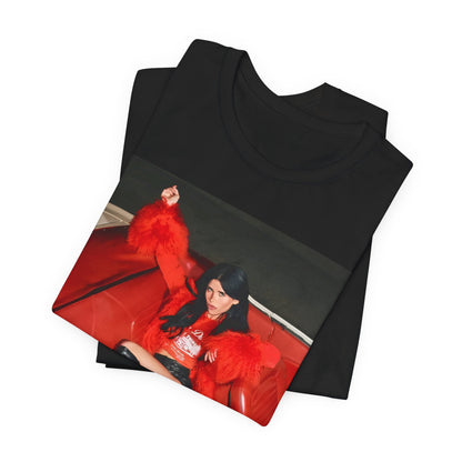 A black graphic t-shirt featuring a retro graphic related to Nessa Barrett's 'Dying on the Inside' song or era.
