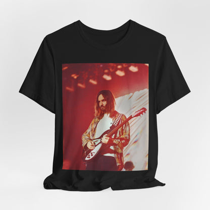 A black graphic t-shirt featuring a cool psychedelic journey graphic of Tame Impala.