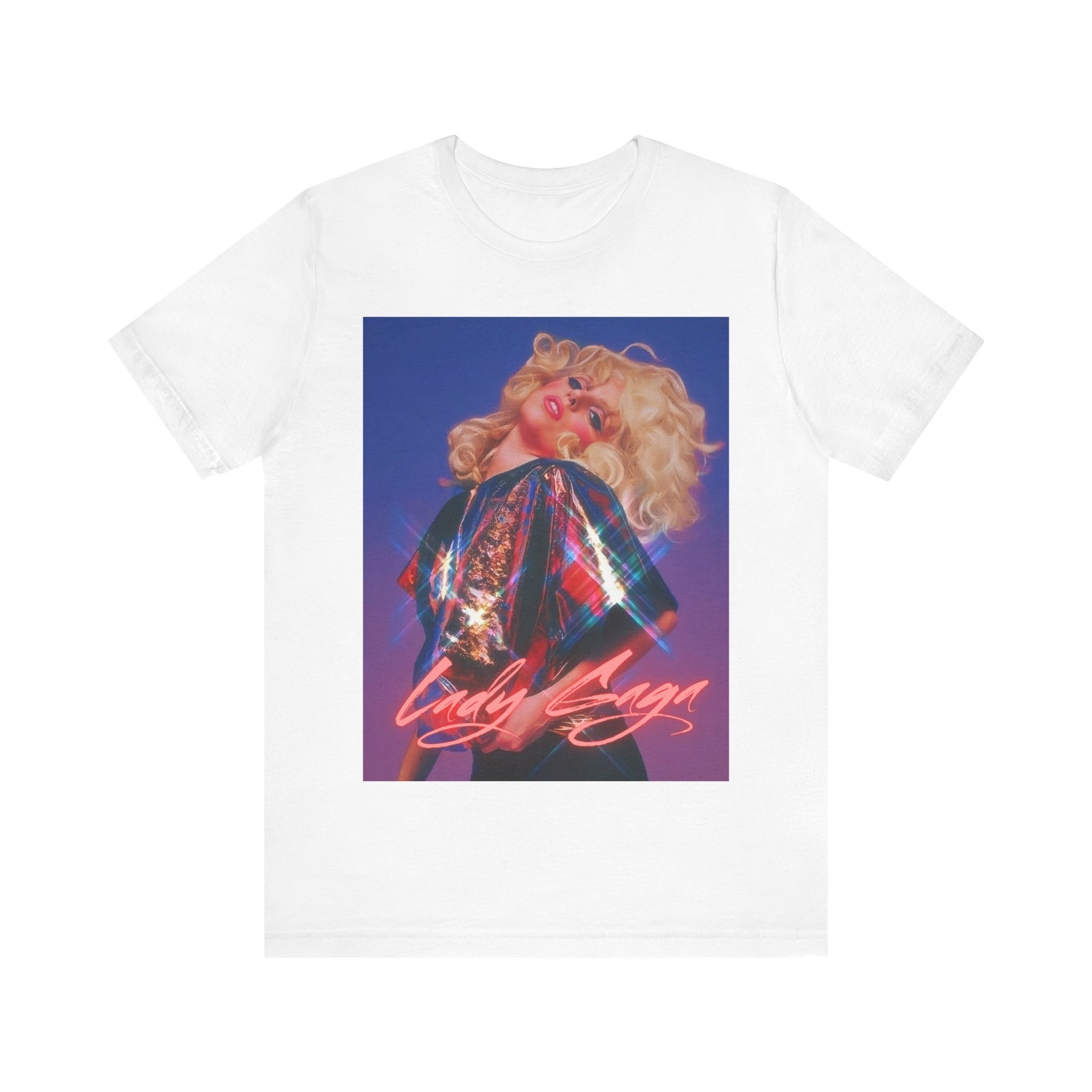 A black graphic t-shirt featuring a graphic of Lady Gaga as 'Mother Monster'.