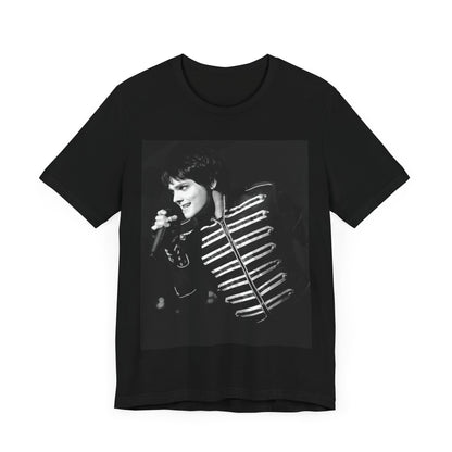 A black graphic t-shirt featuring a graphic related to My Chemical Romance's 'Black Parade' live performances.