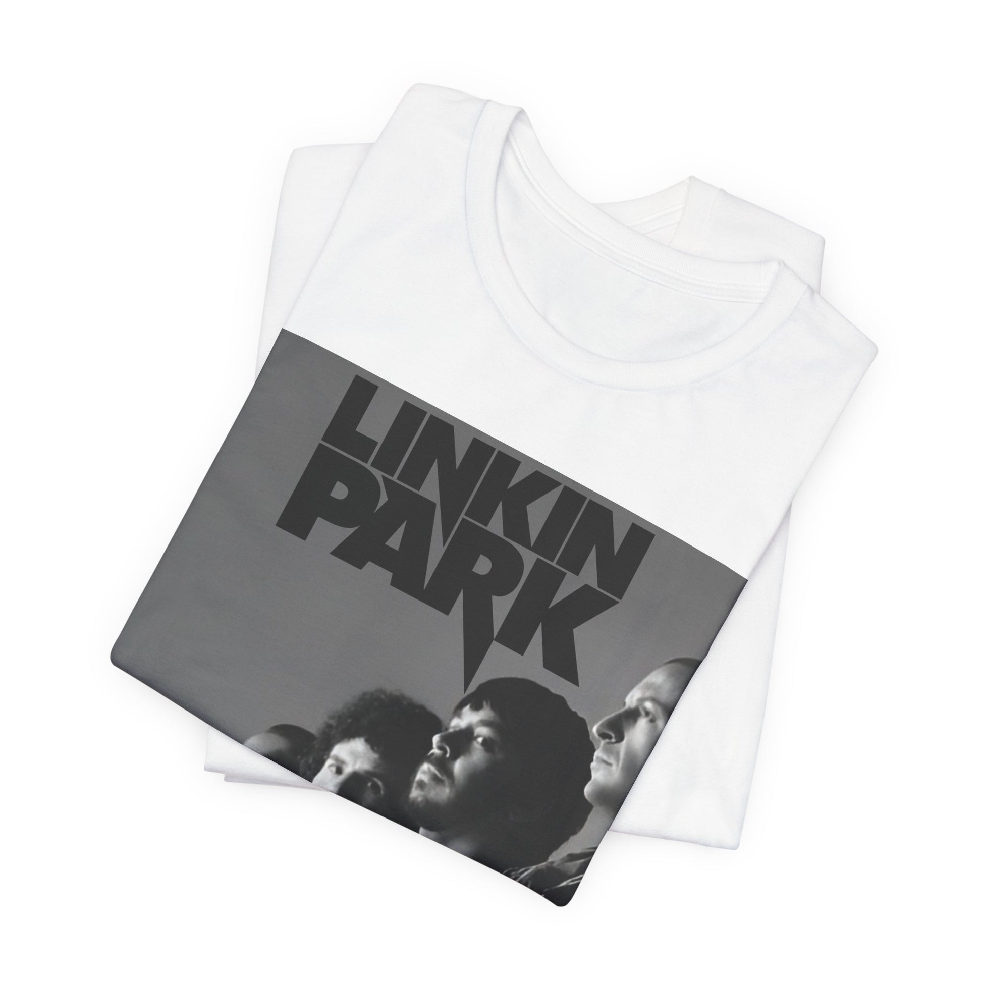 A black graphic t-shirt featuring a vintage nu-metal graphic of Linkin Park.
