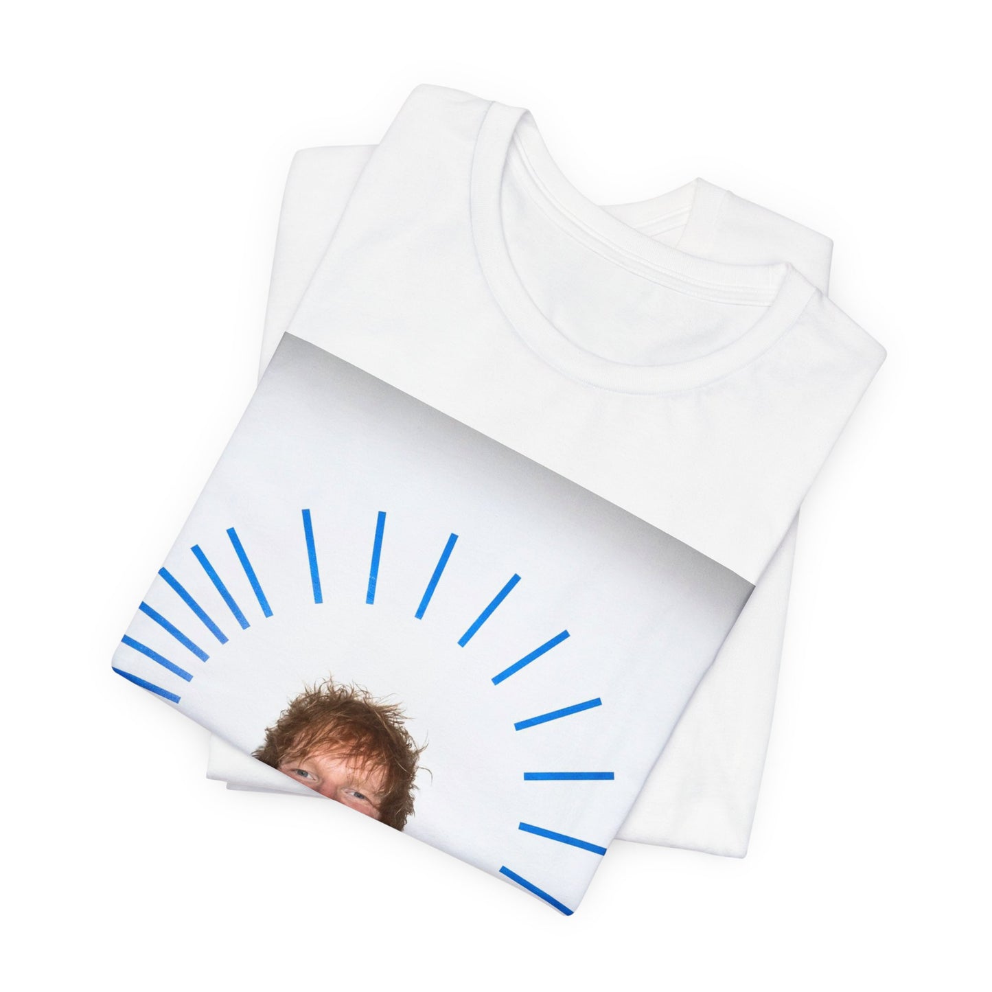 A black graphic t-shirt featuring a classic photo portrait of Ed Sheeran in a folk-pop style.
