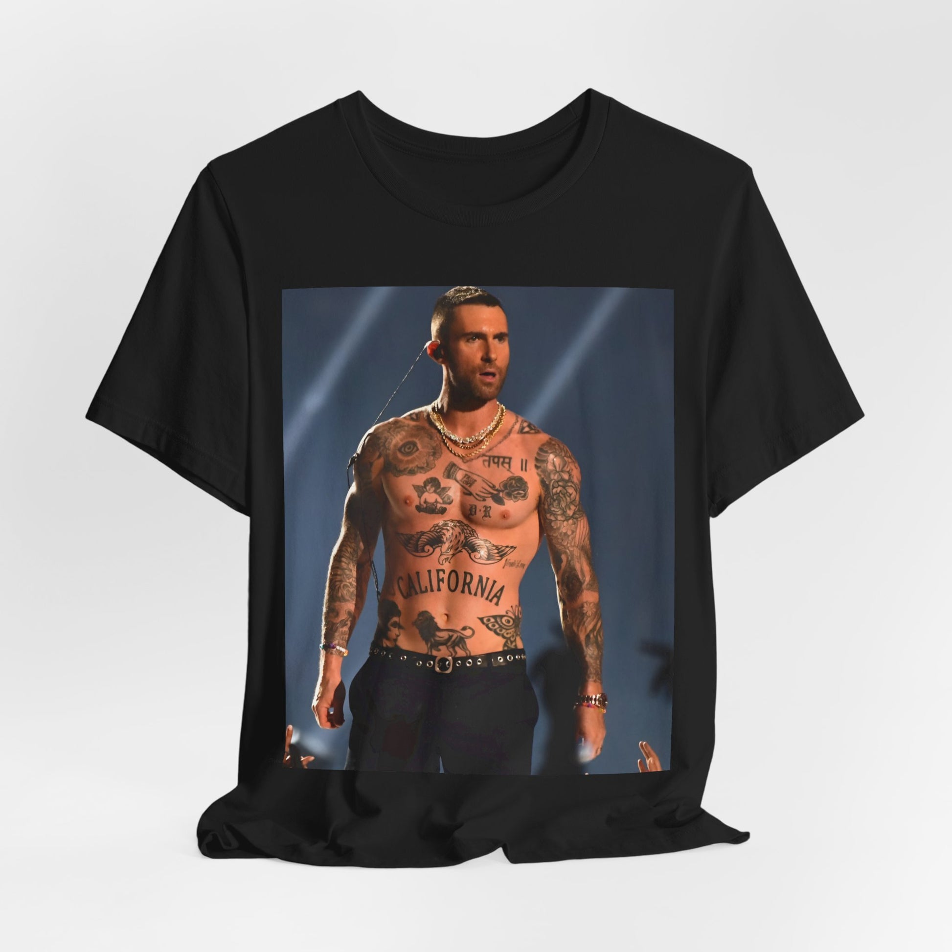 A fun, colorful graphic t-shirt inspired by the feel-good Maroon 5 hit song "Sugar."