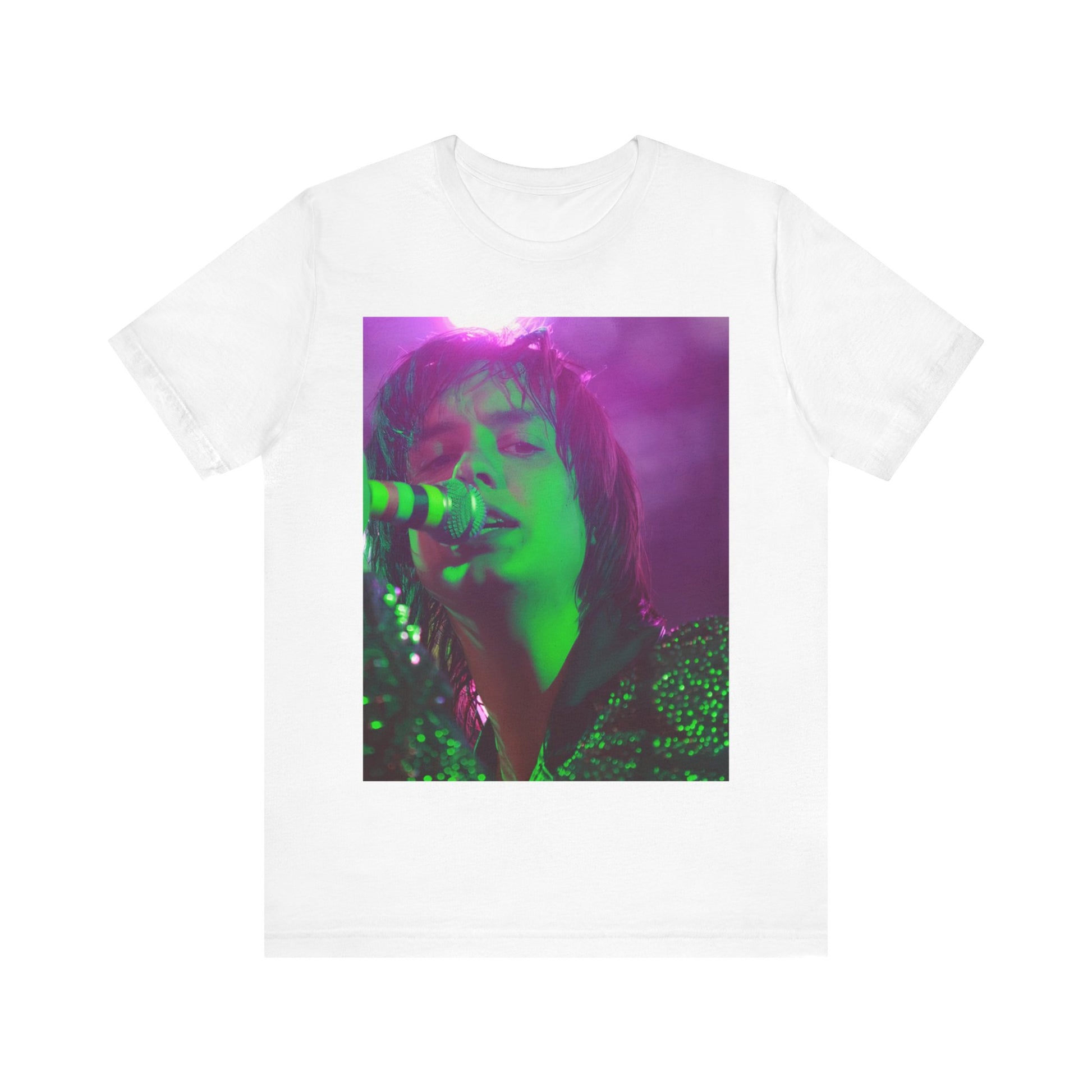 A black graphic t-shirt featuring a graphic related to The Strokes and the early 2000s rock revival.