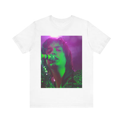 A black graphic t-shirt featuring a graphic related to The Strokes and the early 2000s rock revival.