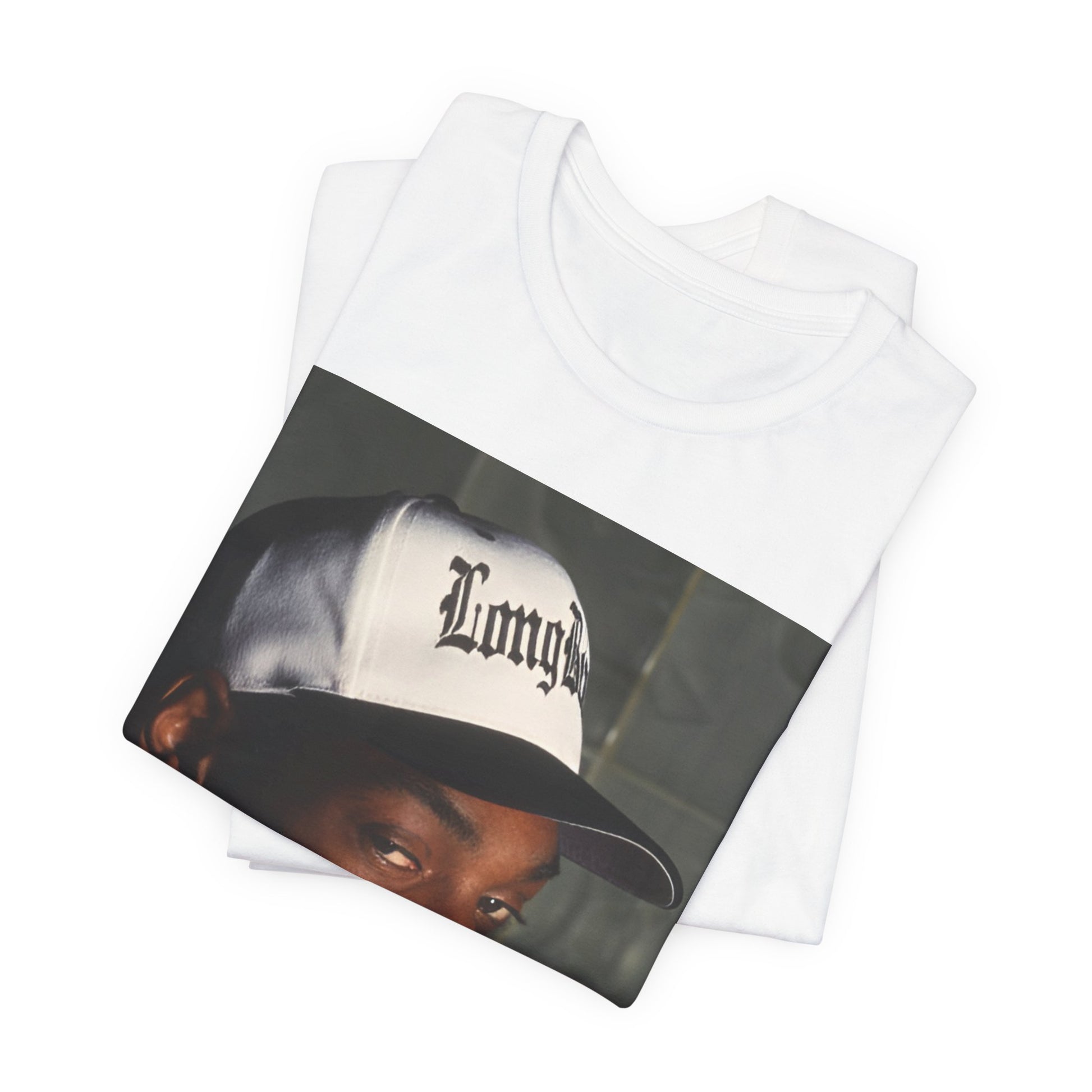 A black graphic t-shirt featuring a graphic of Snoop Dogg with a boxy 'Doggfather' vibe.