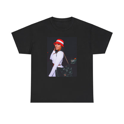 A black graphic t-shirt featuring an iconic fashion graphic of Megan Thee Stallion.