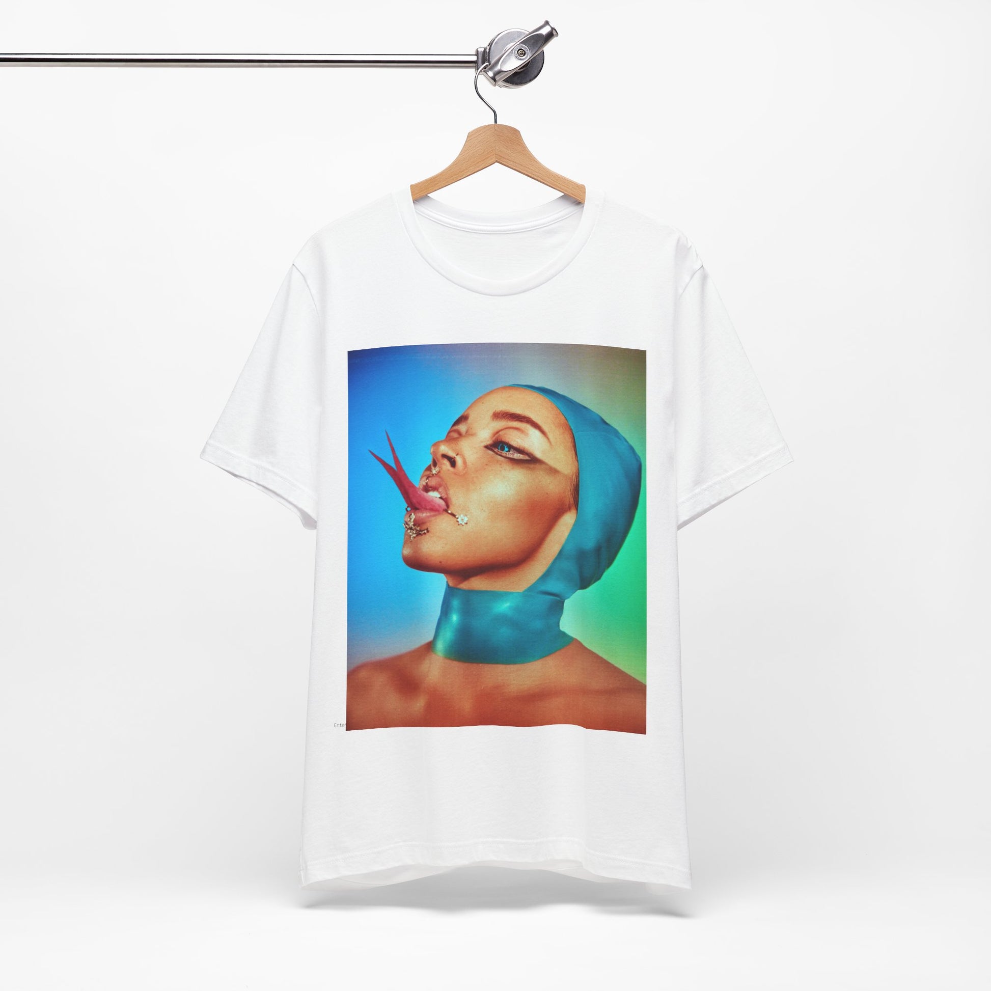 A black graphic t-shirt featuring a classic underground R&B graphic of Tinashe.
