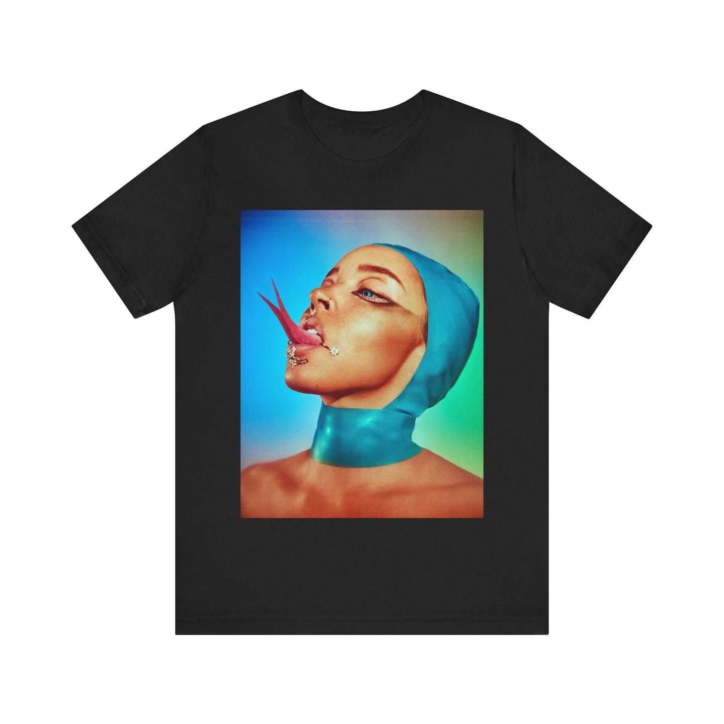 A black graphic t-shirt featuring a classic underground R&B graphic of Tinashe.