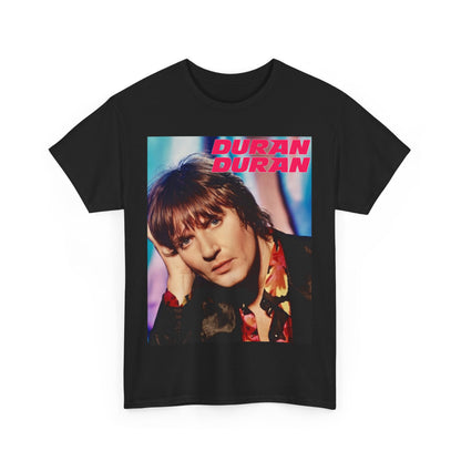 A black graphic t-shirt featuring a bold 80s pop icons graphic of Duran Duran.