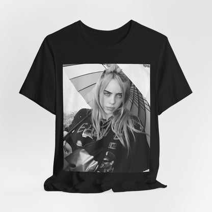 A graphic t-shirt inspired by the colorful and iconic music video for "Bad Guy" by Billie Eilish.