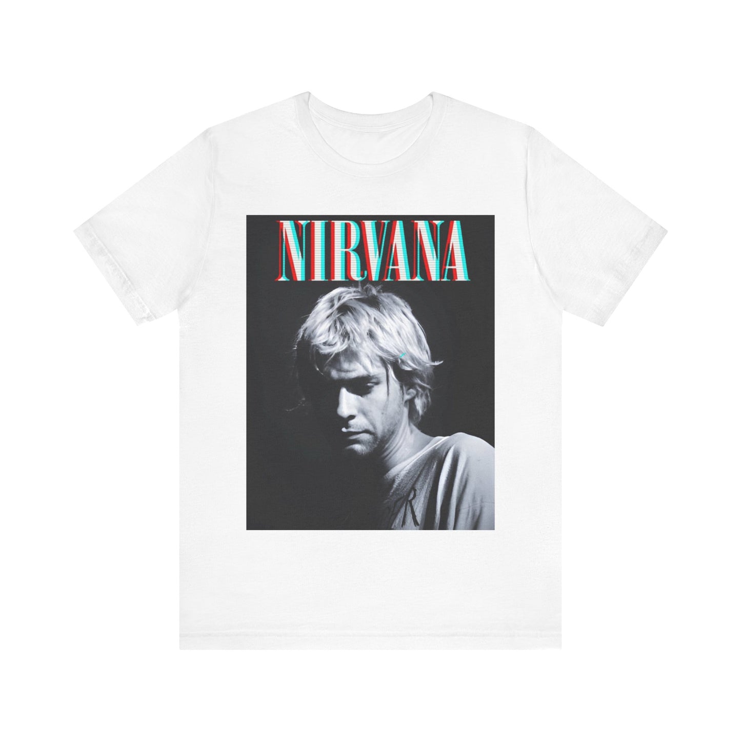 A black graphic t-shirt featuring an aesthetic graphic of Nirvana.