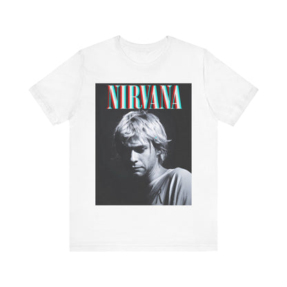 A black graphic t-shirt featuring an aesthetic graphic of Nirvana.