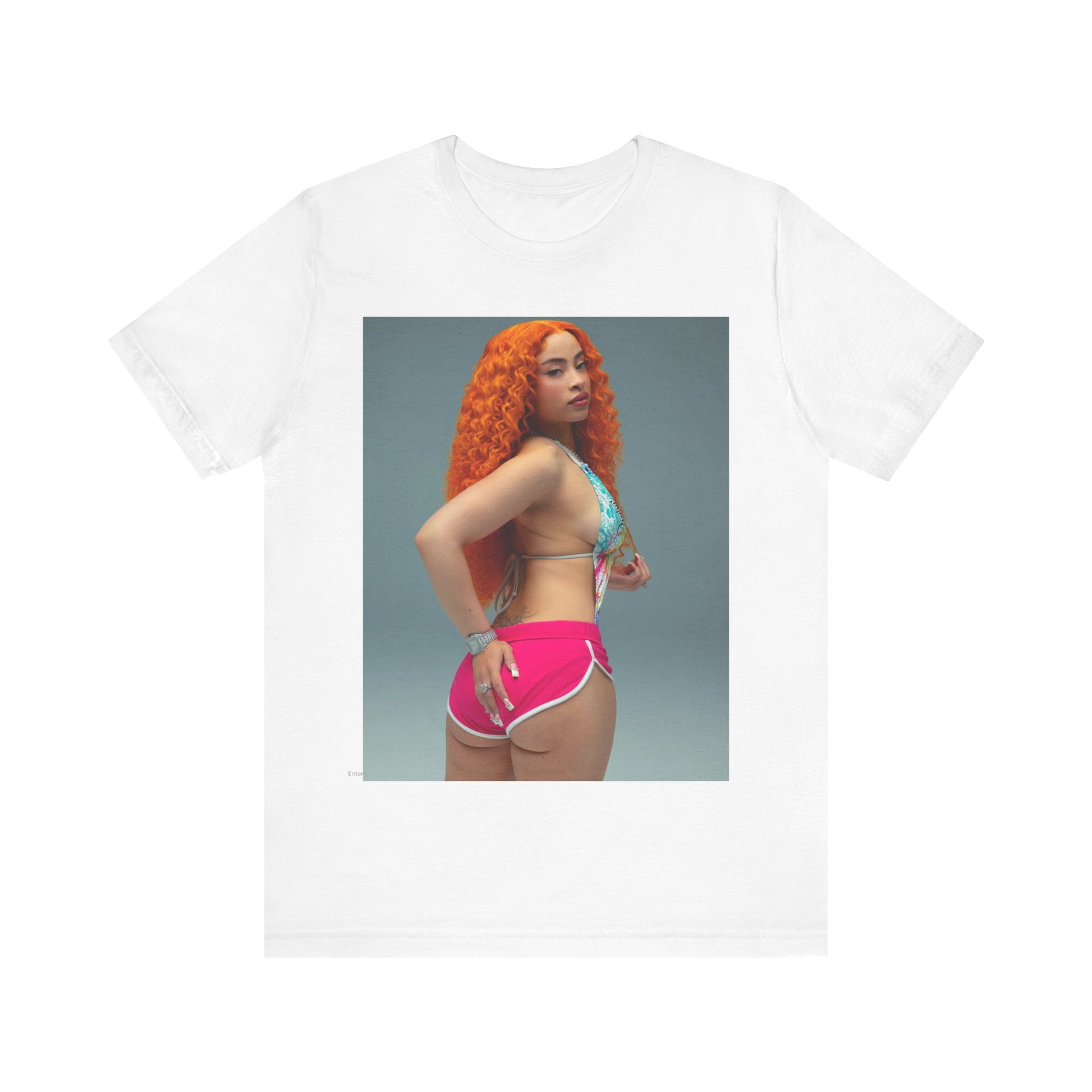 A black graphic t-shirt featuring a Y2K hip hop graphic of Ice Spice.